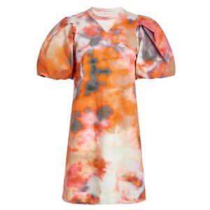 Marie Oliver Womens Evie Dress Autumn Sky Puff Sleeve Tie Dye Mini Dress